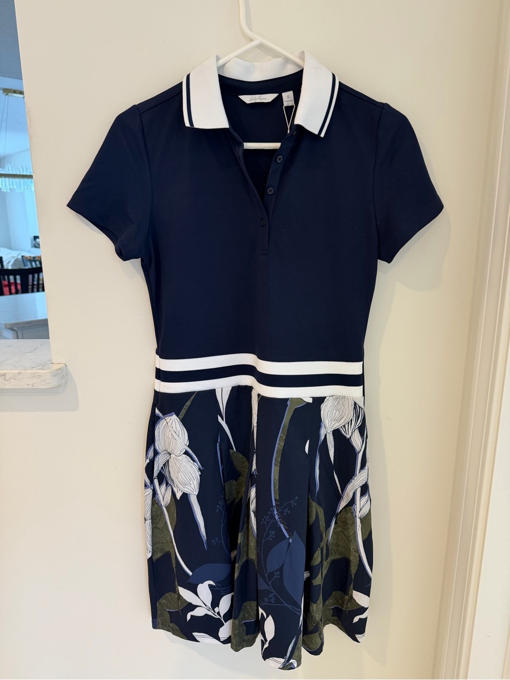 NWT Lady Hagen Navy & White Pleated Floral Golf Dress Size S with Shorts